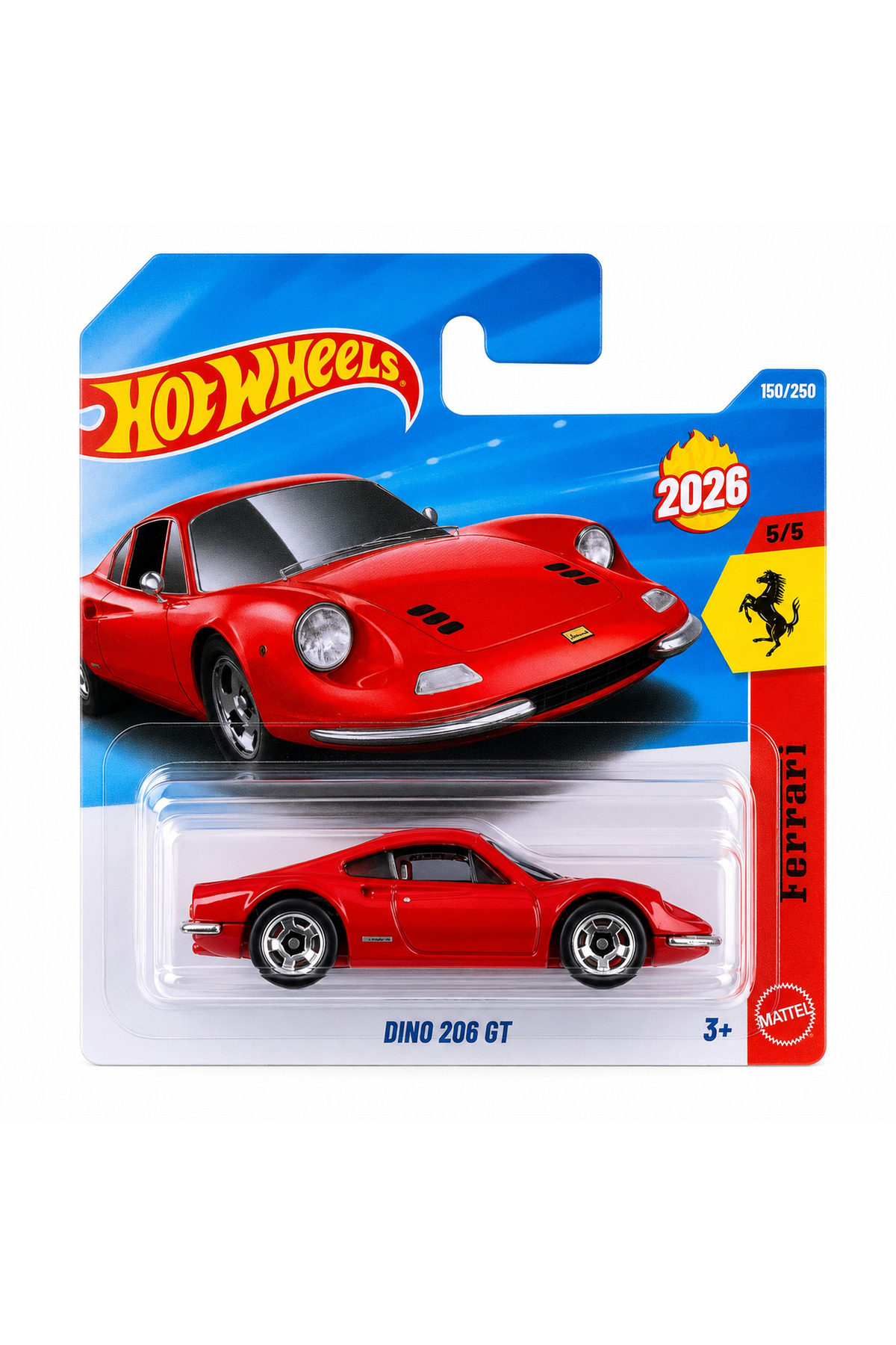 HOT WHEELS Ferrari Dino 206 Gt Kırmızı 1:64 Die-Cast Metal