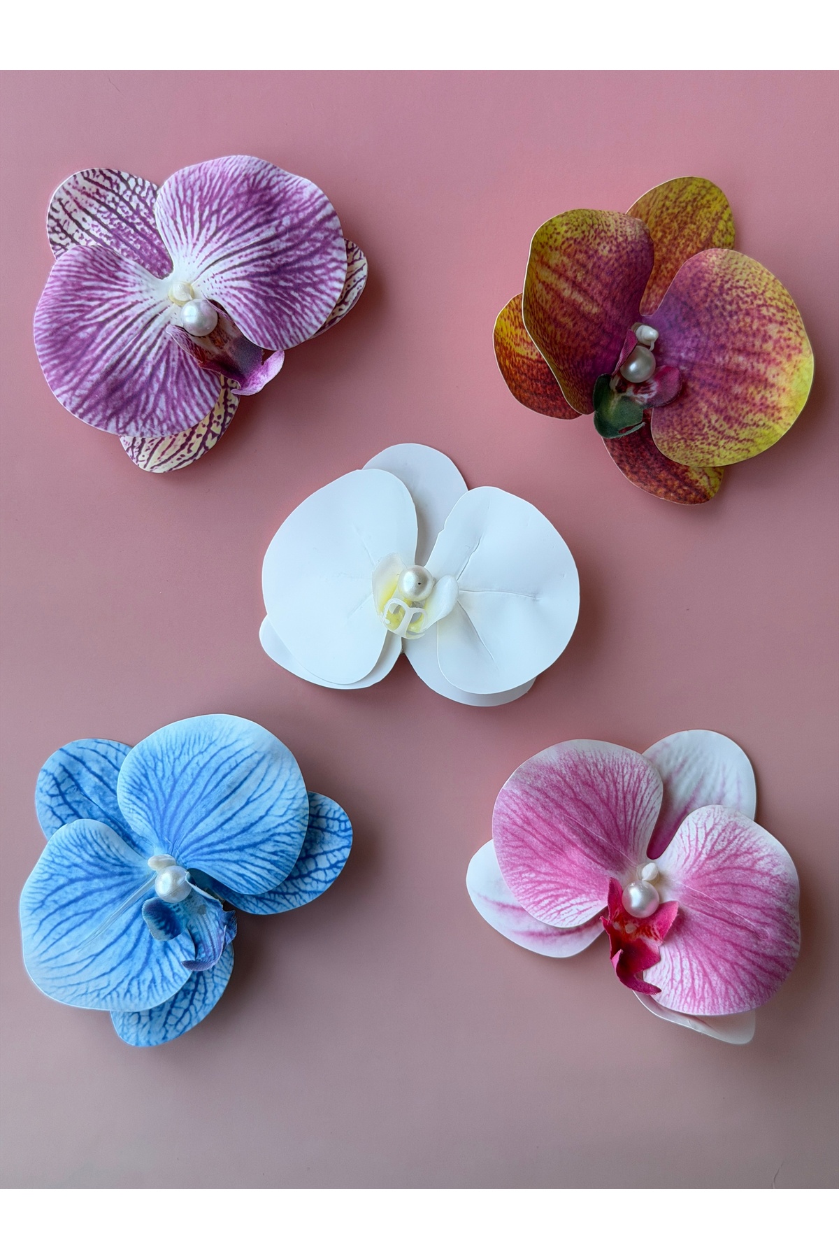 5-Piece Orchid Flower Aloha Side Pliers Buckle Large Size Premium Quality Hairpin