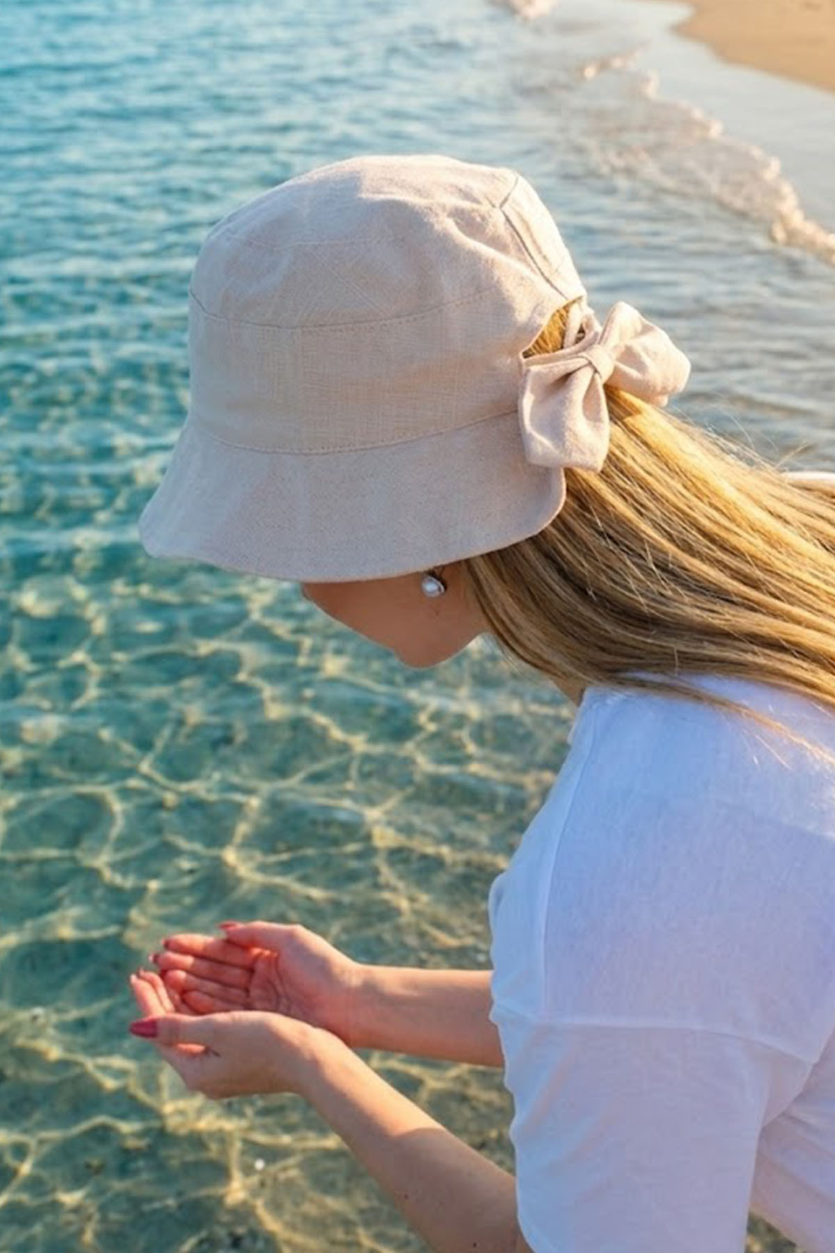 Ritagarcia Kadın Fiyonk Detaylı Kova Şapka - Arkası Ayarlanabilir Cırt Cırtlı Bucket Hat görsel 3