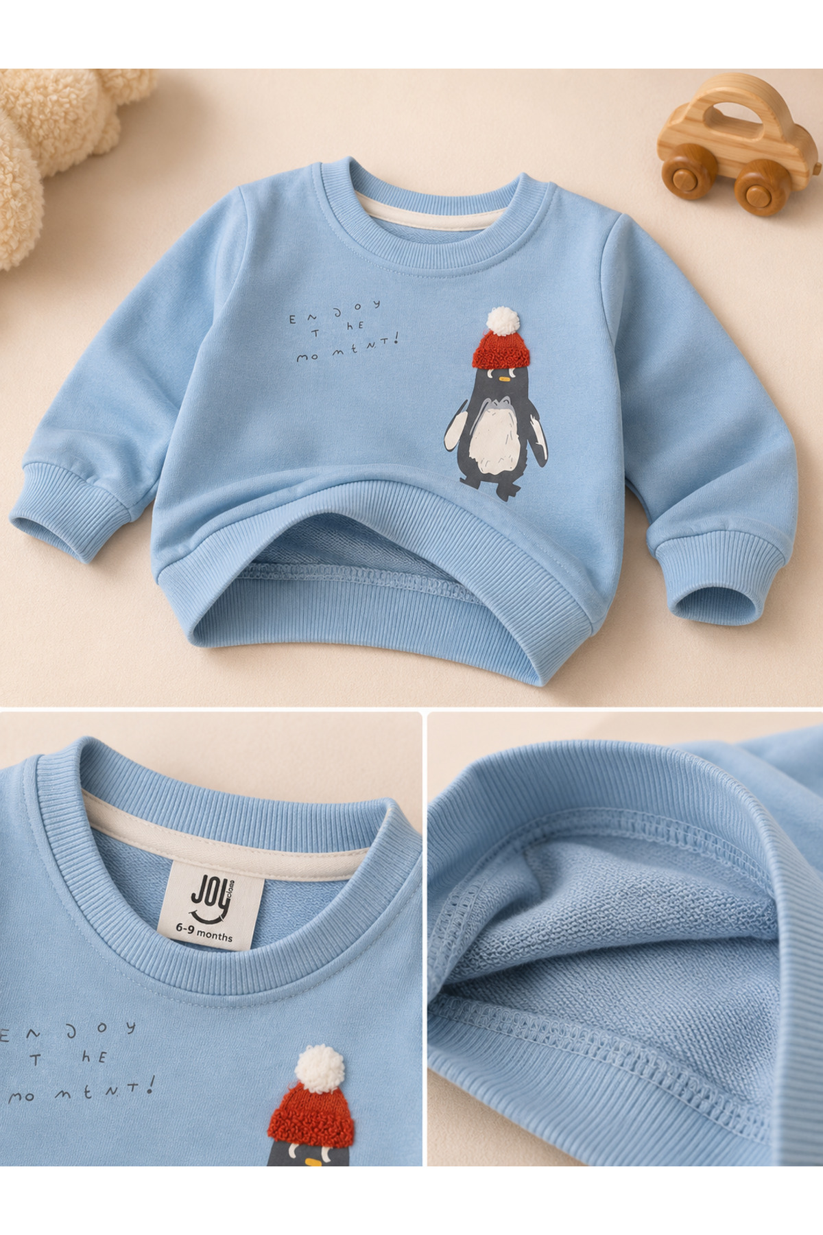 Penguen Baskılı 2'li Erkek Çocuk Takımı – Sweatshirt ve Jogger Alt | Günlük Bebek Eşofman Takımı