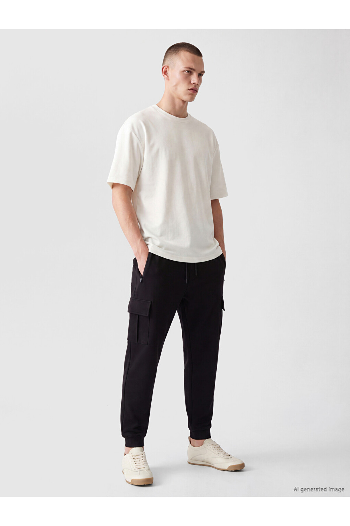 LC Waikiki Siyah Regular Fit Erkek Jogger Eşofman Altı görsel 2