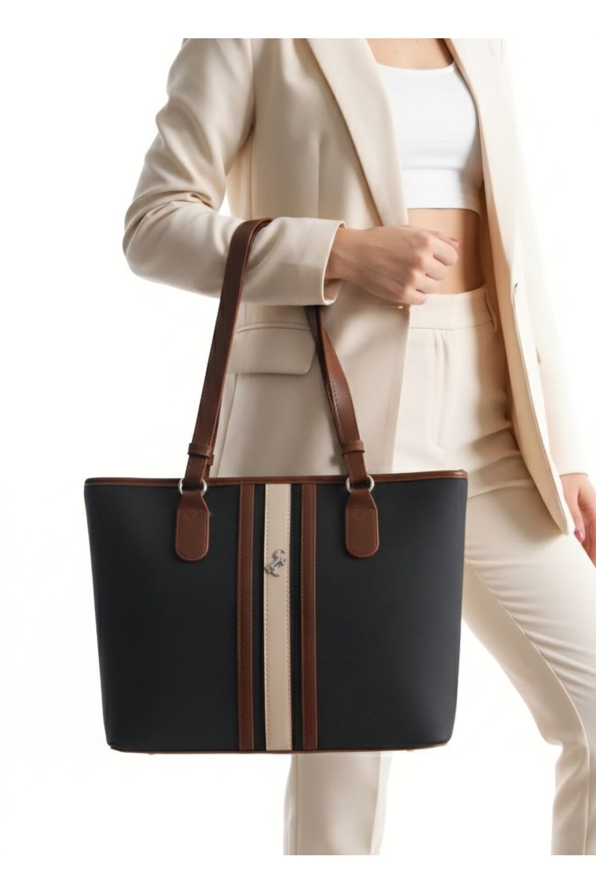 Miami Polo Women's Large Size 4 Compartment Adjustable Long Strap Shoulder Bag (33X27Cm)