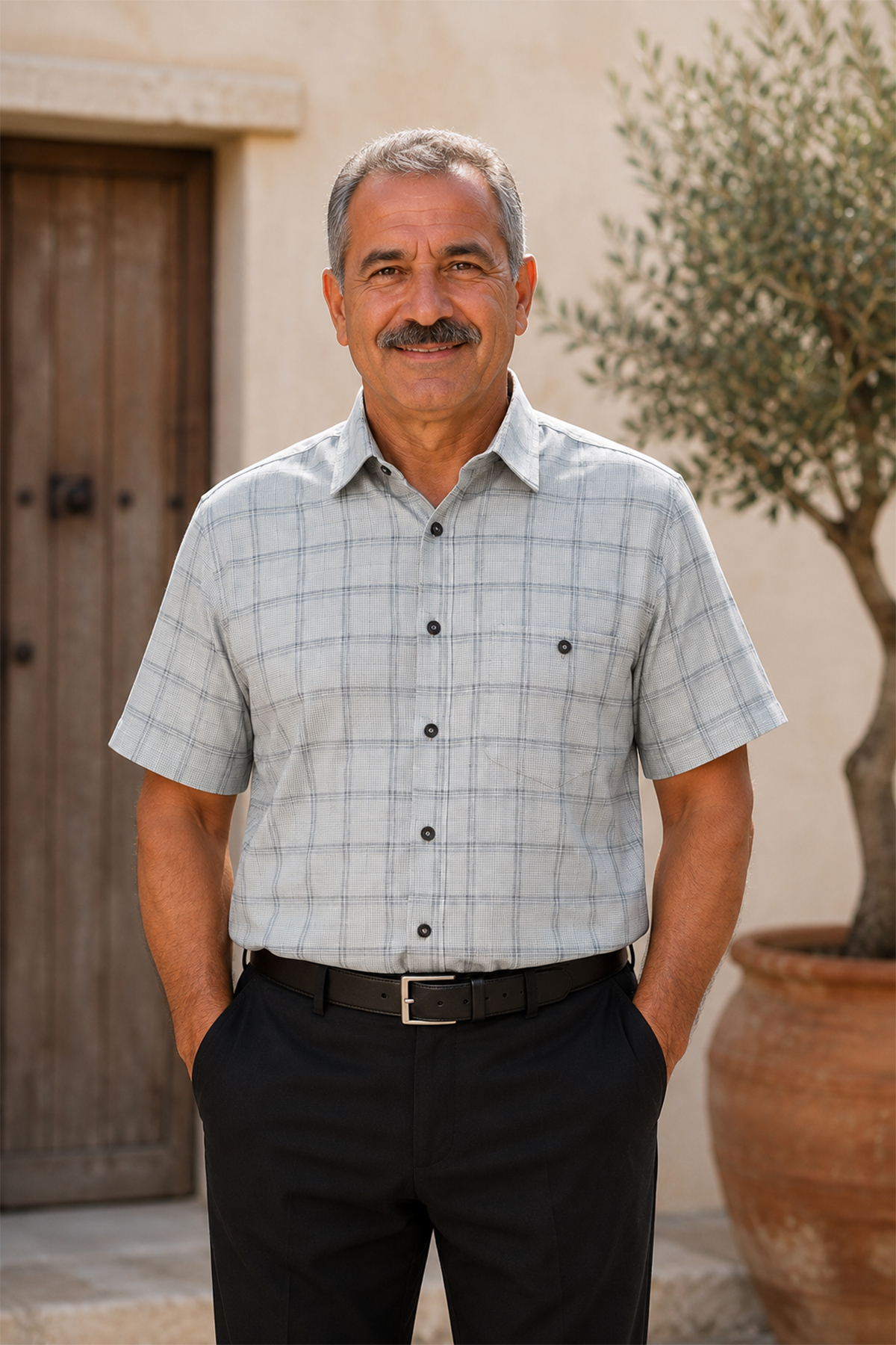 Beyome Erkek Cepli Kısa Kollu Rahat Kalıp Pamuk Gömlek Büyük Beden S-5XL