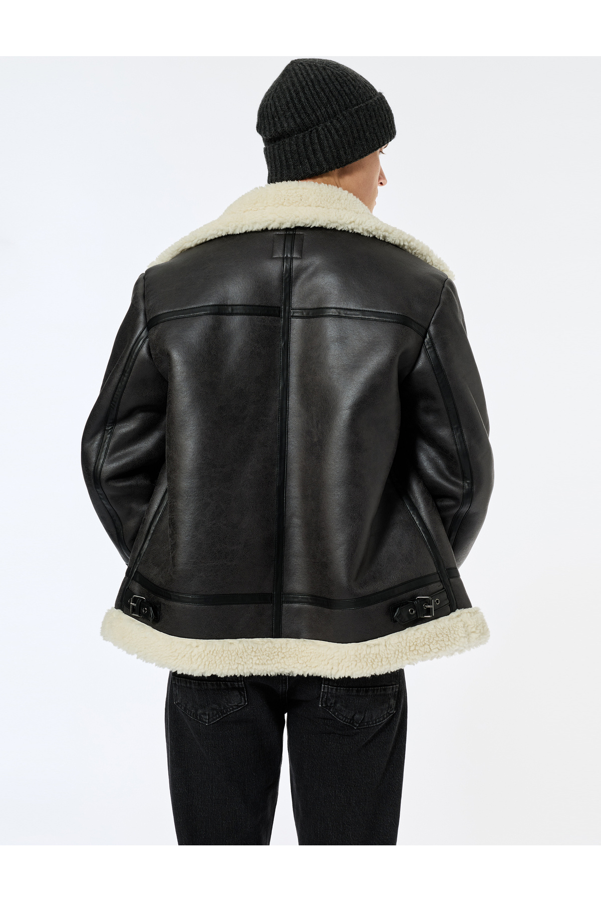 Koton Kapaklı Cepli Çıtçıt Düğme Detaylı Slim Fit İçi Peluş Yaka Suni Süet Ceket görsel 4