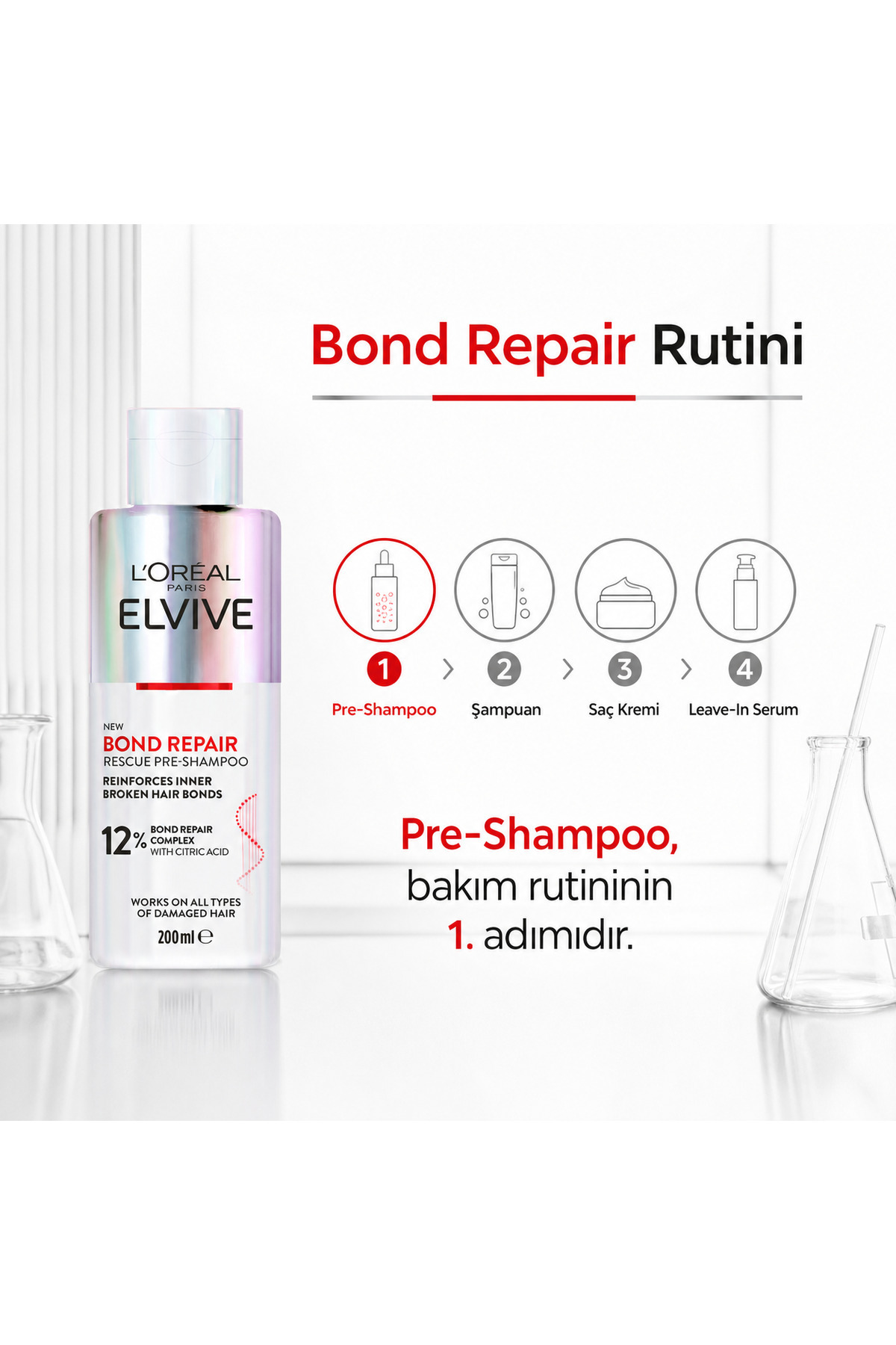 Elvive Bond Repair Şampuan Öncesi Kurtarıcı Onarıcı Bakım 200 ml — 3600524087593 — تصویر 6 از 7