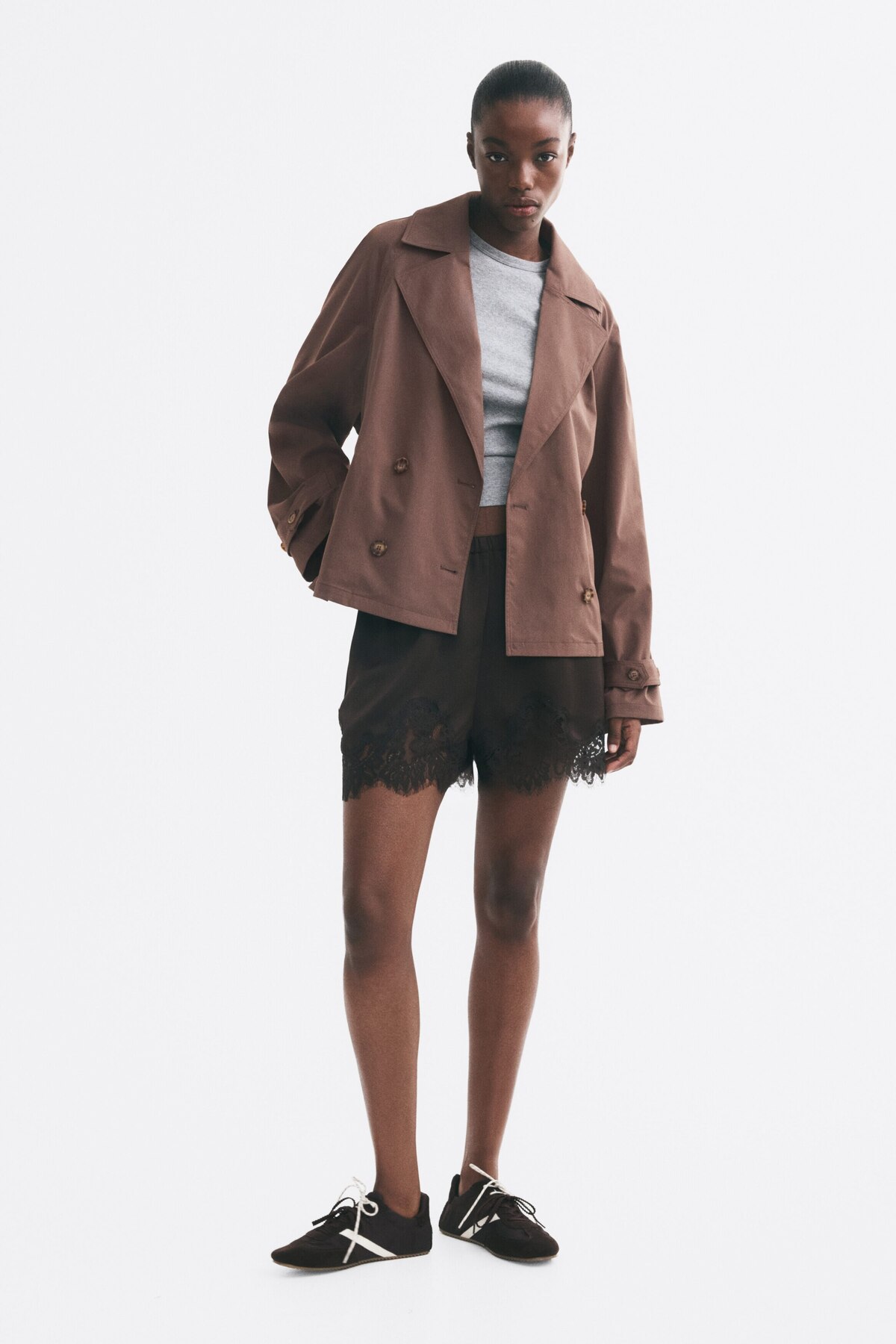 H&M Kuşaklı Kısa Trençkot görsel 3