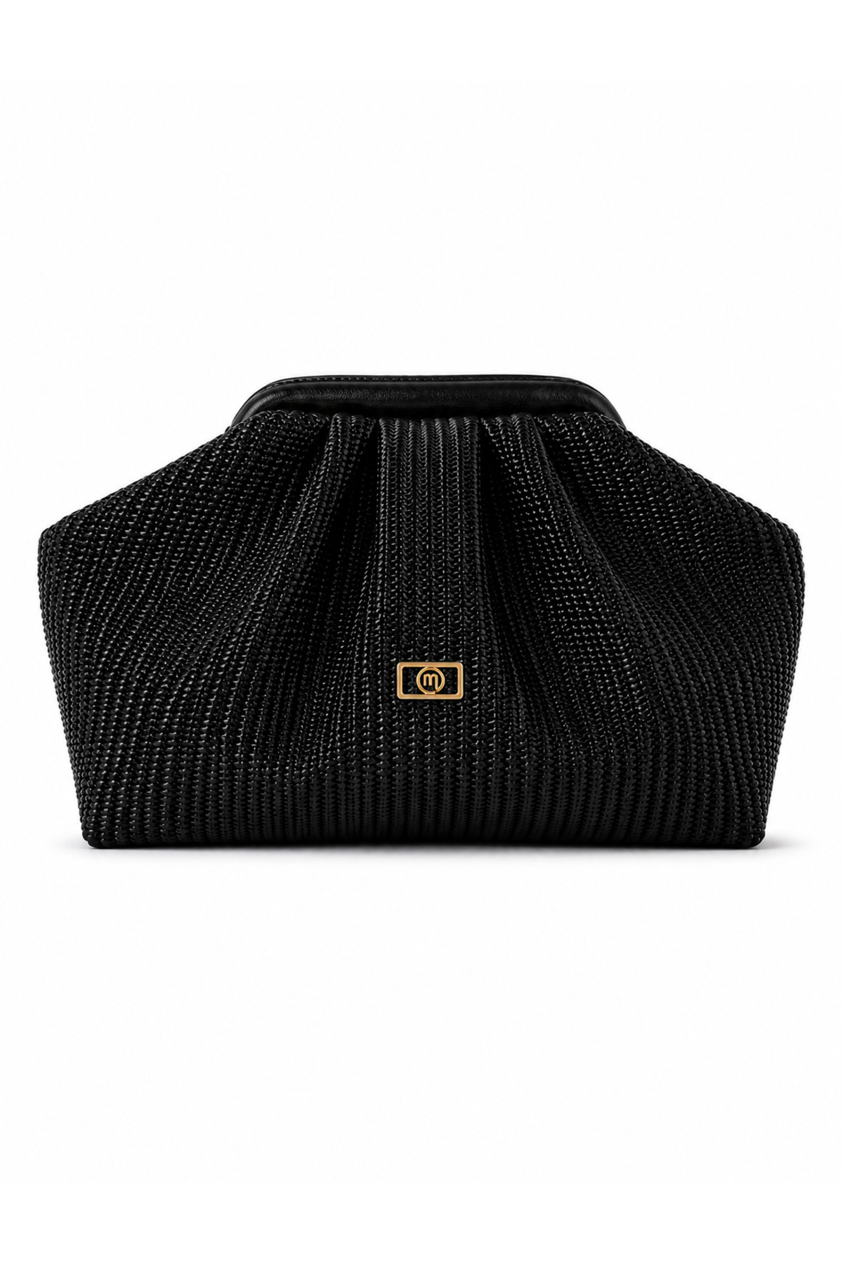 mossi Siyah Örgü Hasır Görünümlü Suni Deri Clutch Günlük Ve Abiye Kadın Çantası