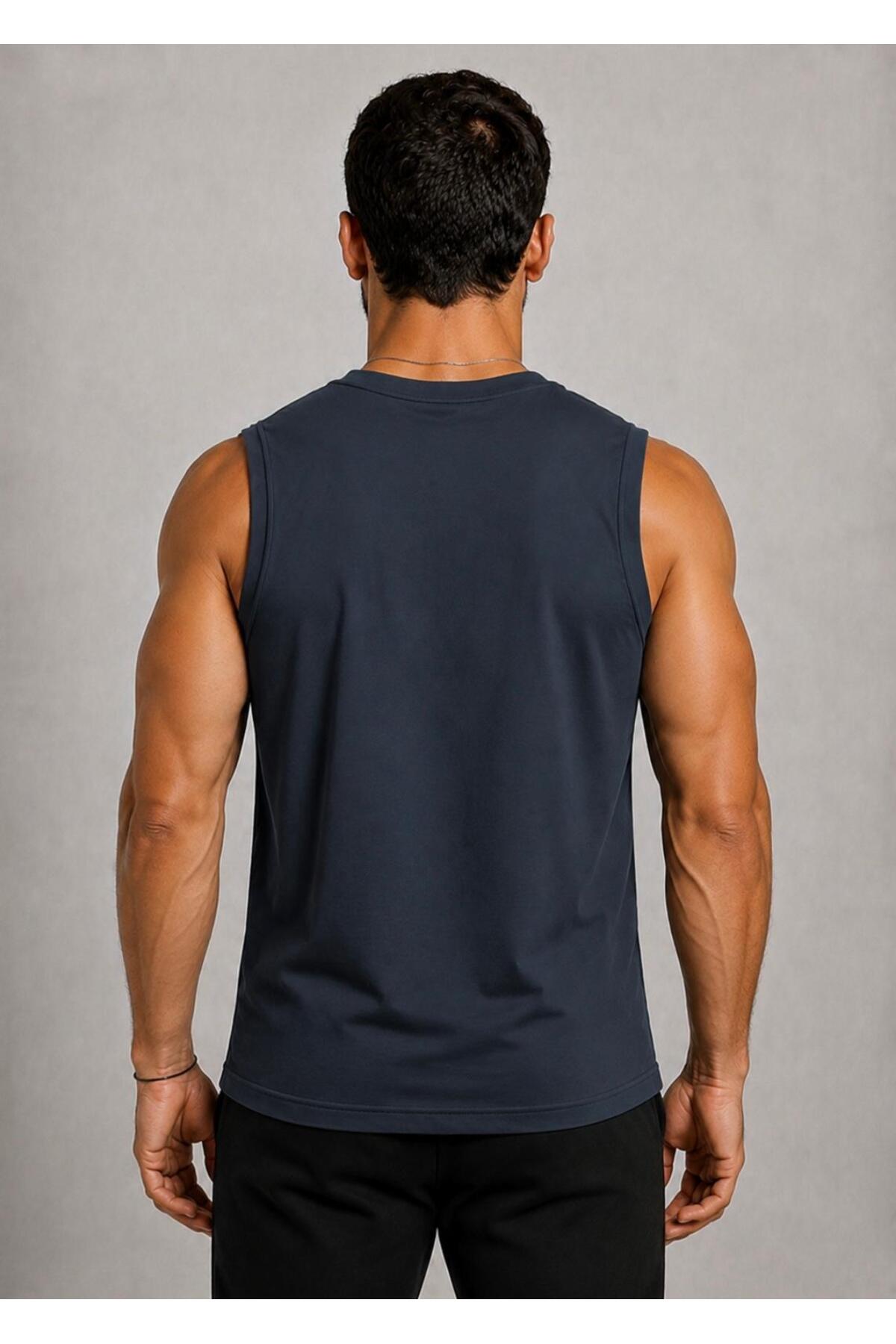AXXEL Erkek Füme Bisiklet Yaka Kolsuz T-shirt-d690 görsel 3