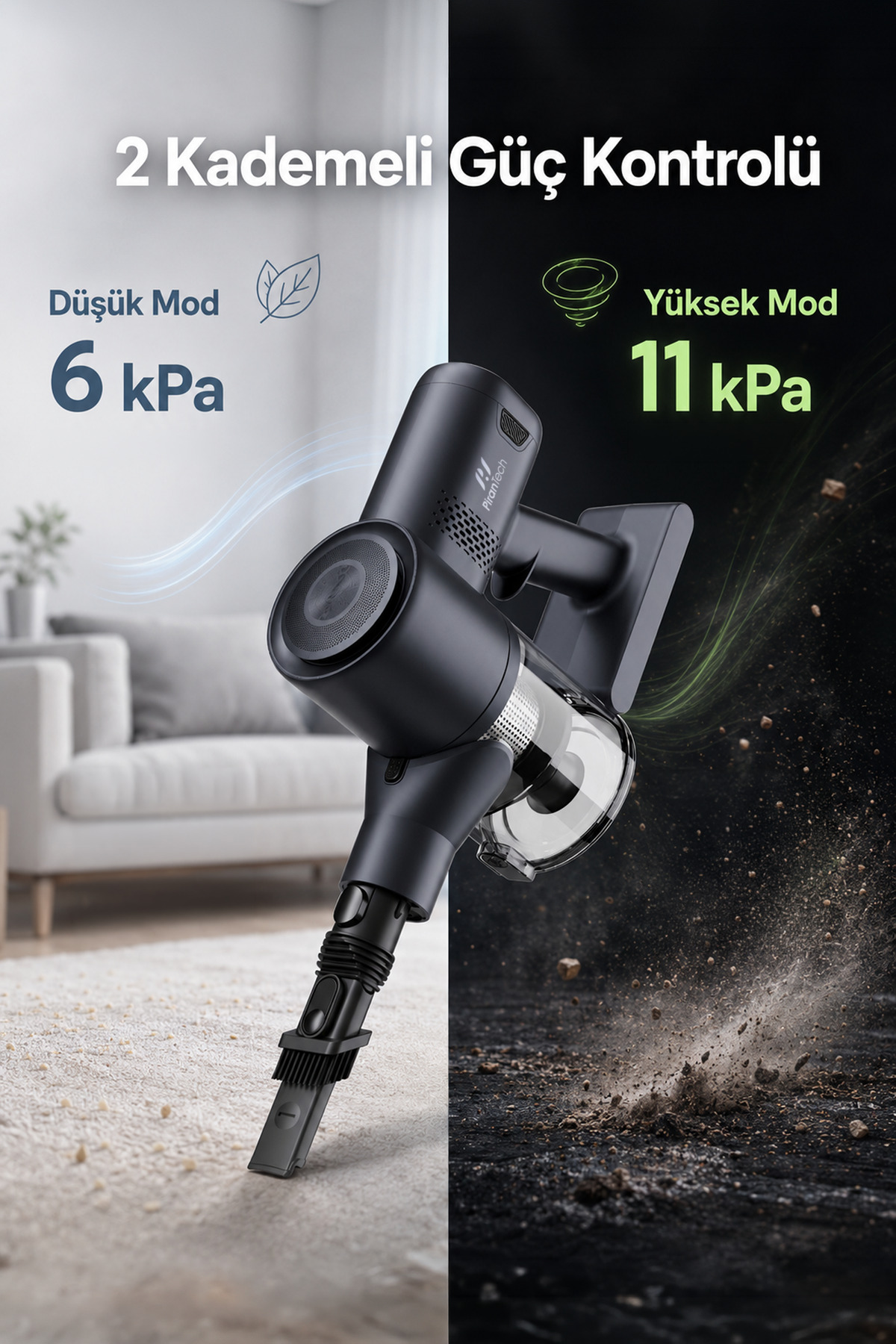 PiranTech ES-98 Kablosuz Dikey Süpürge - görsel 4