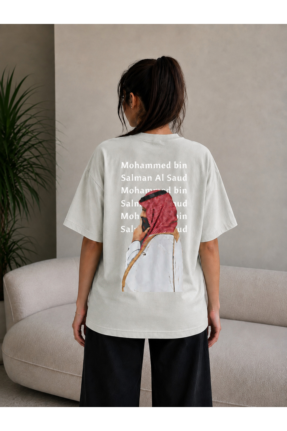 ZAVIXO Mohammed Bin Salman Printed Oversize T-Shirt Unisex Saudi Arabia Large Back Print Streetwear T-Shirt