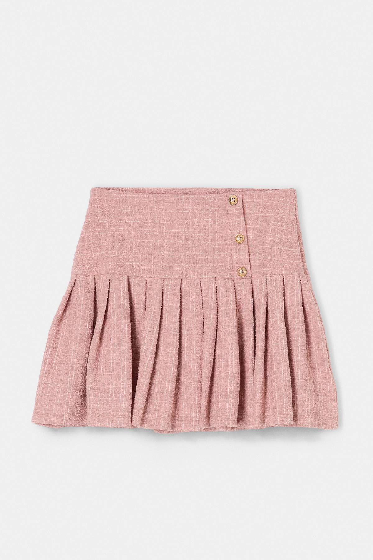 Trendyolmilla Pembe Çizgili Kısa / Mini Tüvit Örme Etek TWOAW27ET00002