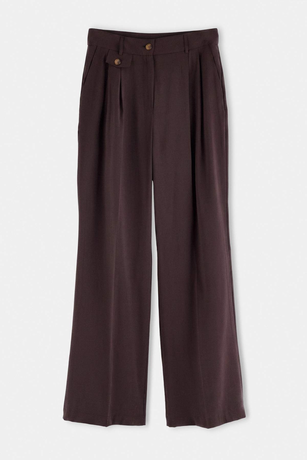 Trendyolmilla Koyu Kahverengi Cep Detaylı Wide Leg /Geniş Paça Yumuşak Kumaş Pantolon TWOAW27PL00031