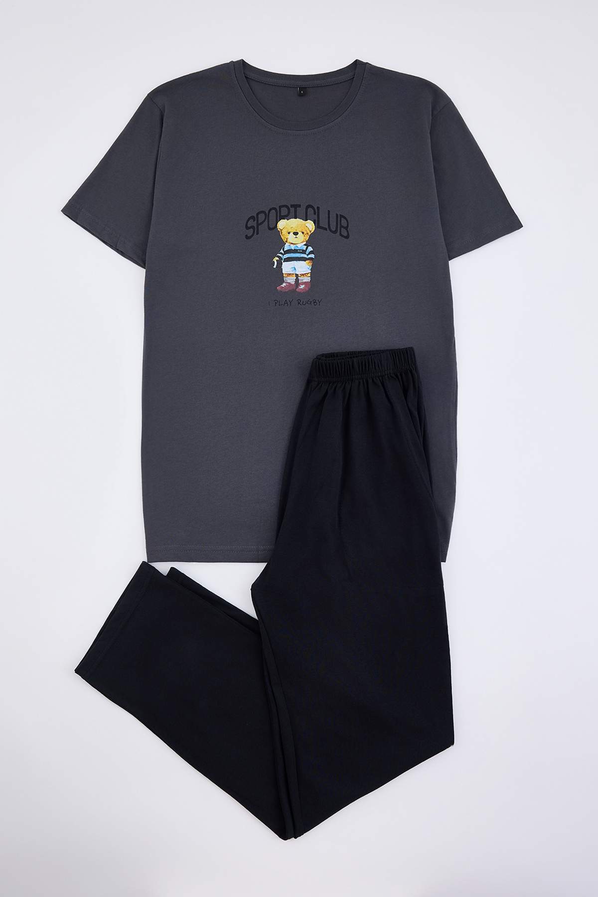 Trendyolmilla Man Antrasit Regular Animal Homewear Pijama Takımı TMNAW27PT00004