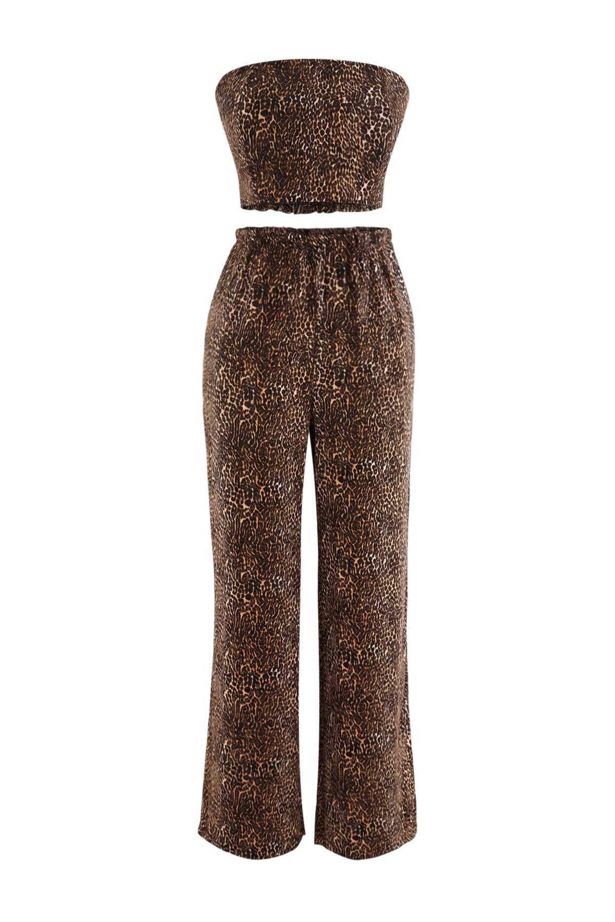 Trendyolmilla Kahverengi-Çok Renkli Animal Dokuma 100% Polyester TBESS26AU00098