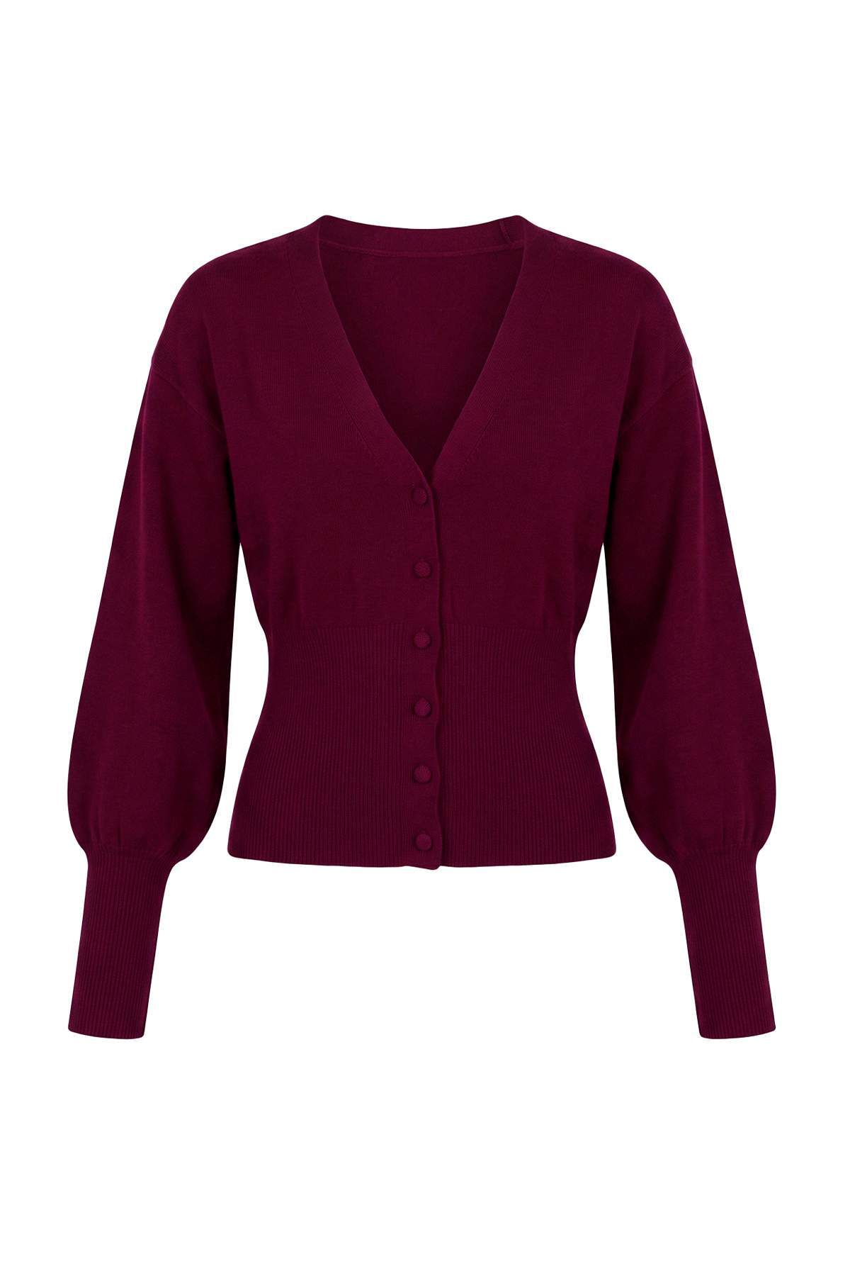 Trendyolmilla Bordo Premium İplik/Özel İplik Beli Saran Etek Ucu Triko Hırka TWOAW27HI00091