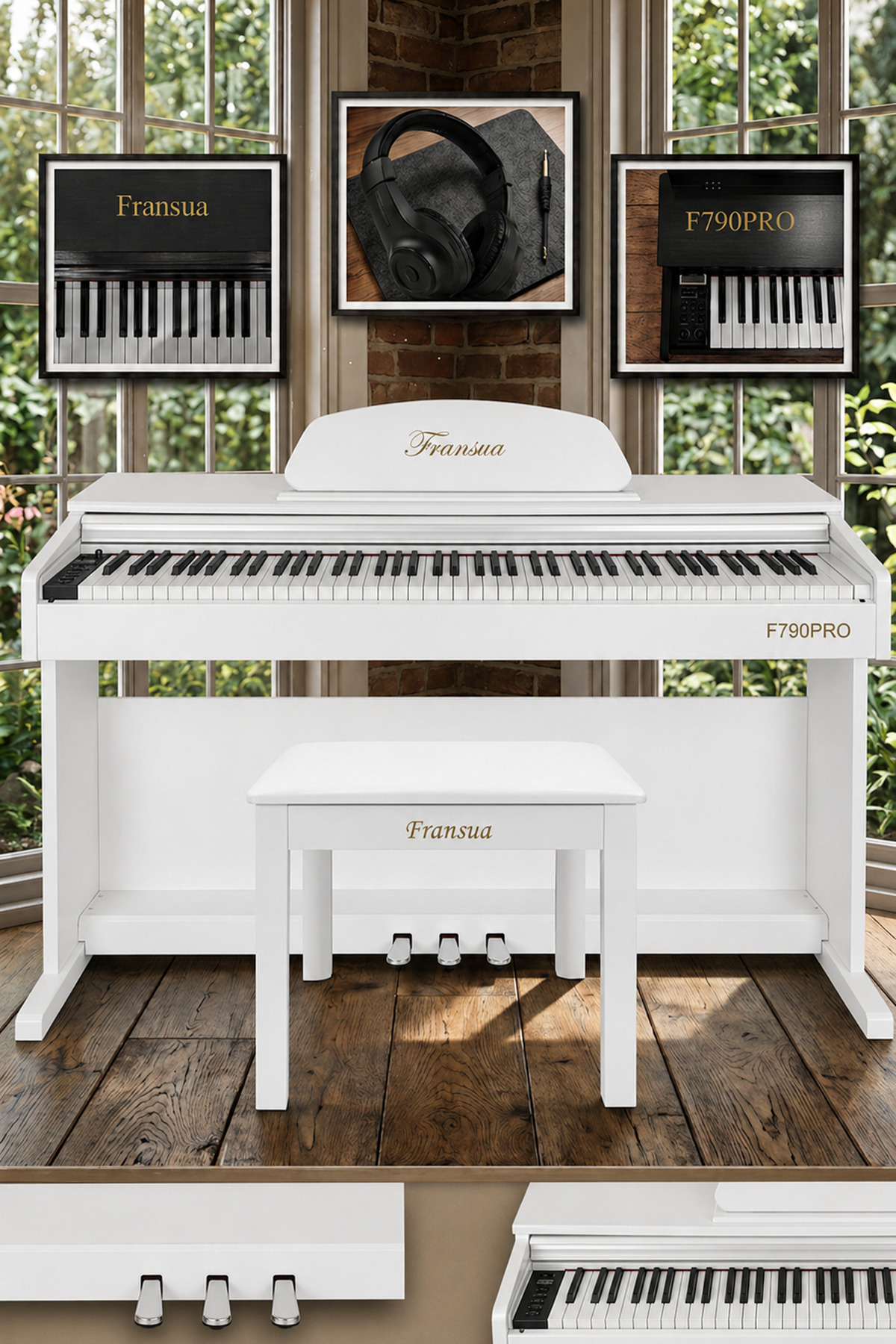FRANSUA F790PROWH Beyaz Dijital Piyano 88 Tuşlu Hammer Action