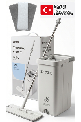 Zetter Mop Temizlik Seti, 1 Yıl Garantili, Zamanlayıcılı, 3 Bezli, Kolay Sıkmalı