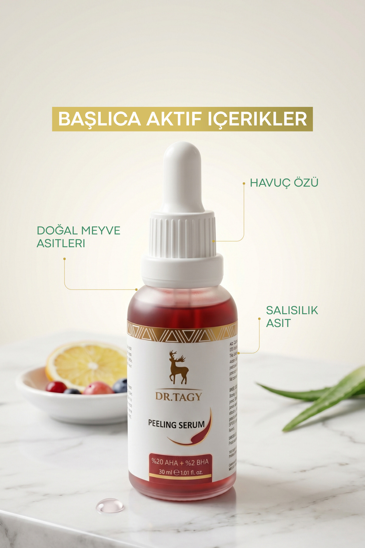 سرم احیاکننده و روشن کننده پوست AHA BHA، حتی برای پوست‌های قرمز و لایه بردار — TAGY009 — تصویر 7 از 9