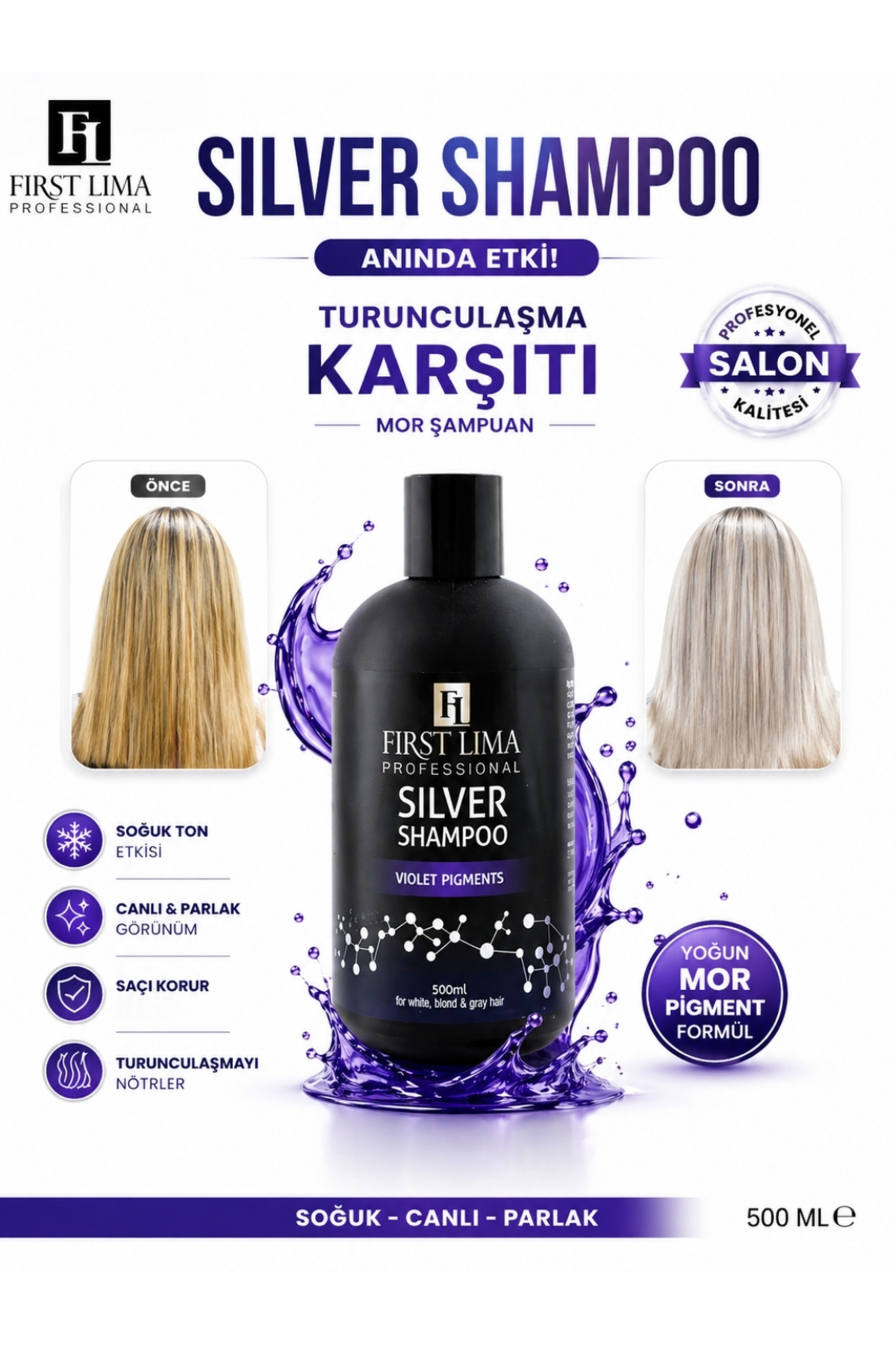 First Lima Professional Turunculaşma Karşıtı Mor Şampuan 500ml - Fiyatı, Yorumları