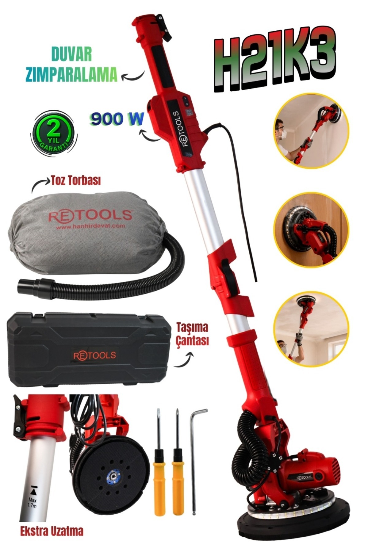 hakutam様 RETOOLS H21K3 Profesyonel Duvar Zımparalama Makinesi – Temiz