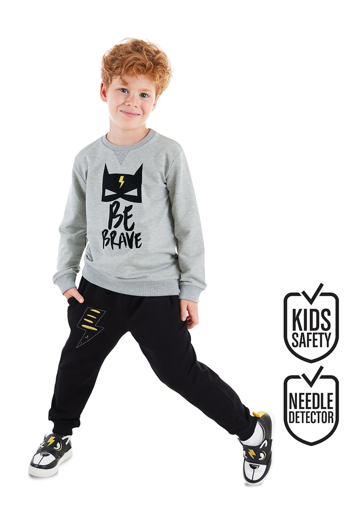 Courageous Grey Black Boys' Tracksuit