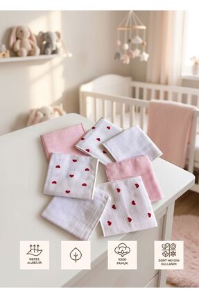 Sevza Kids %100 Pamuk 7'li Müslin Bebek Ağız Mendili Pure Collectıon Kırmızı ...