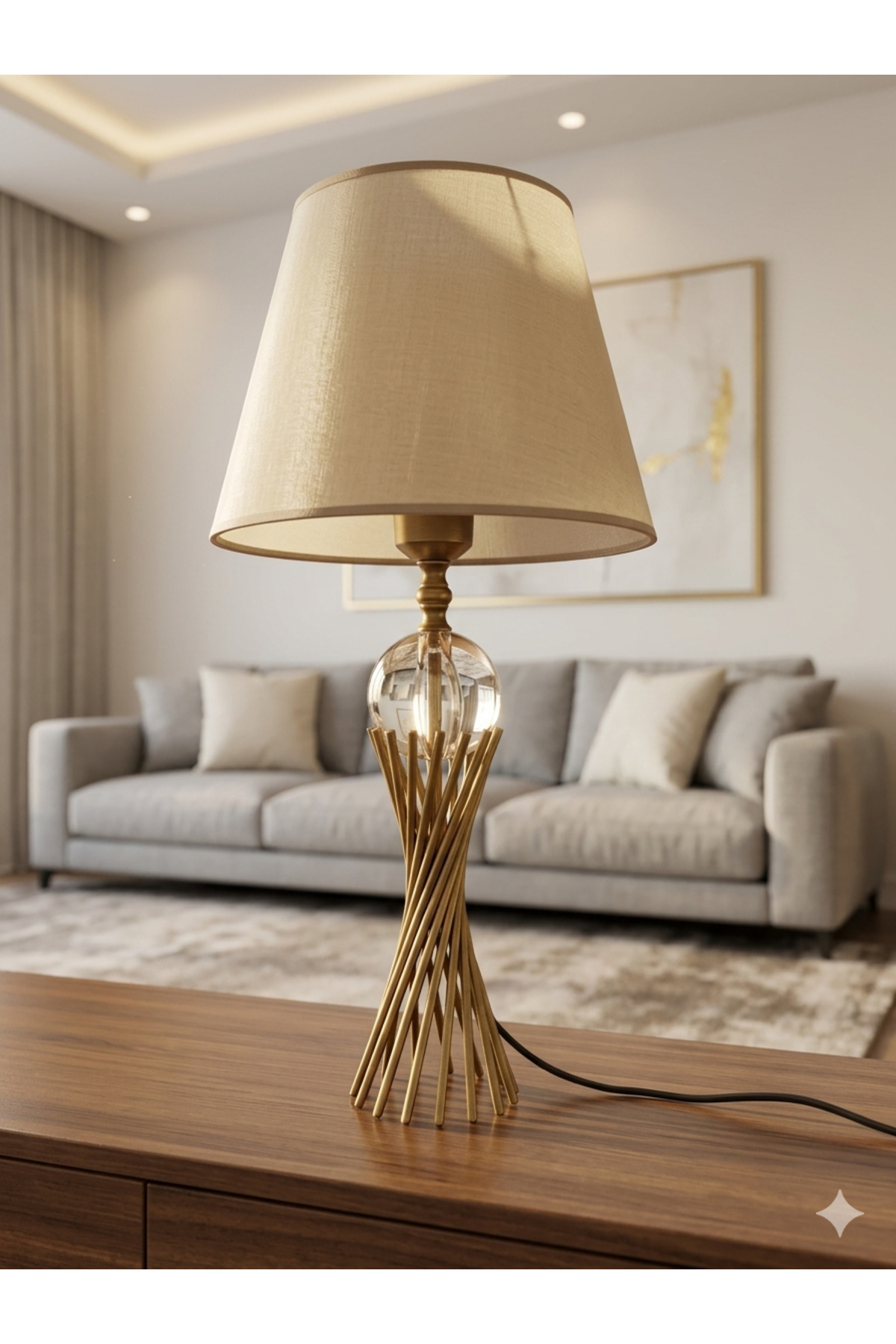 Misbah Series antique matte Gold Auger Lampshade – Luxury Table Lamp with Crystal Glass, Decorative Lampsha