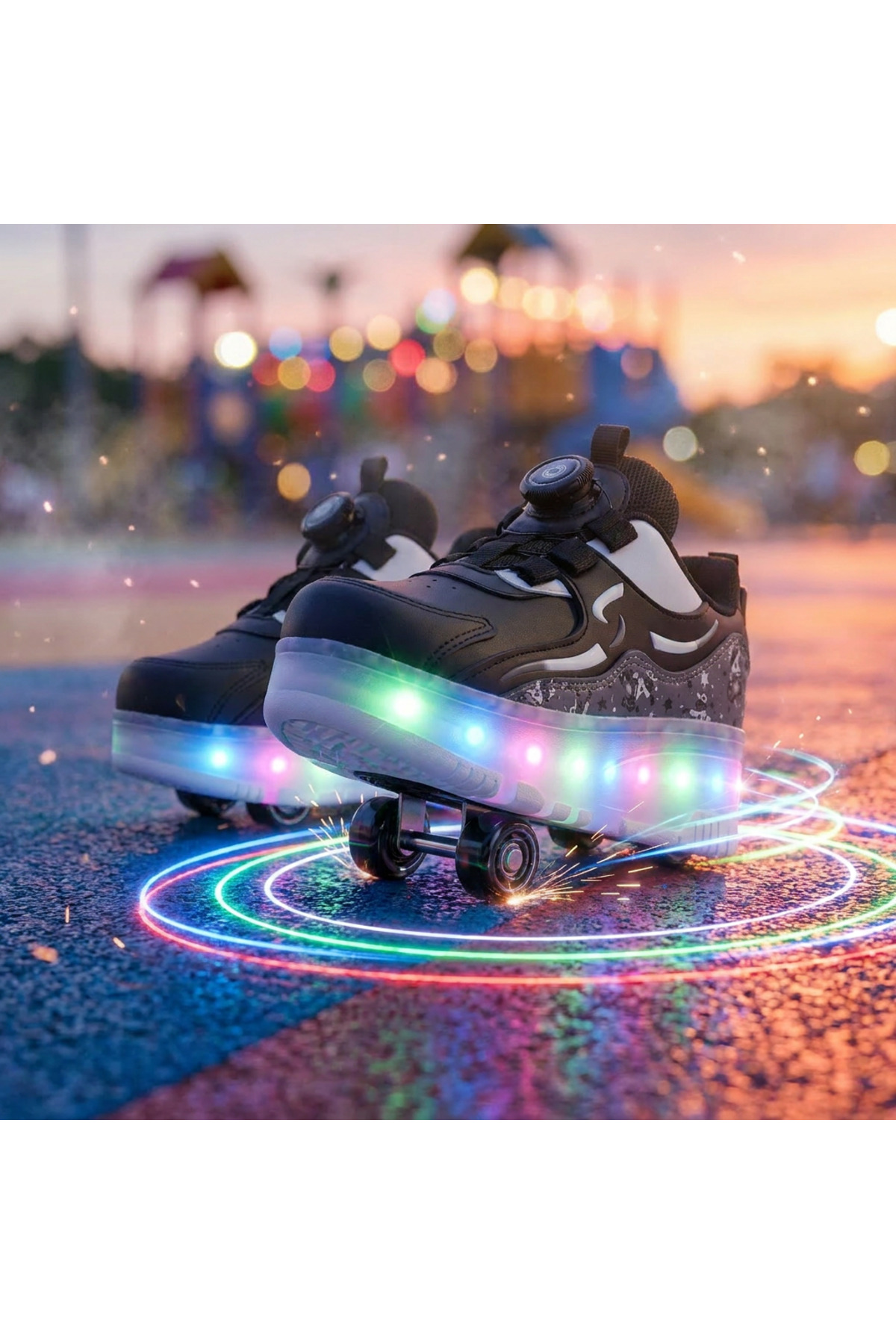 Boys Roller Skating Light Up Shoes, Light Up Wheel Skateboard Shoes, Roller Skating led Sports Shoes