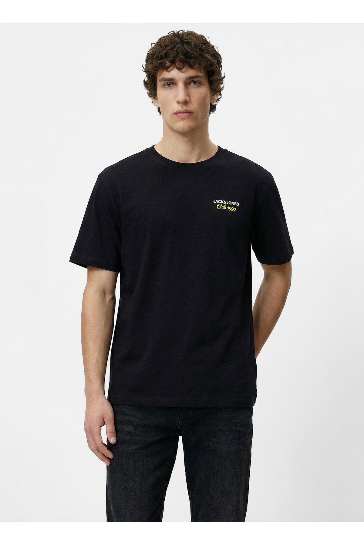 Jack & Jones Siyah Erkek Regular Fit Logo Baskılı T-Shirt 12306235
