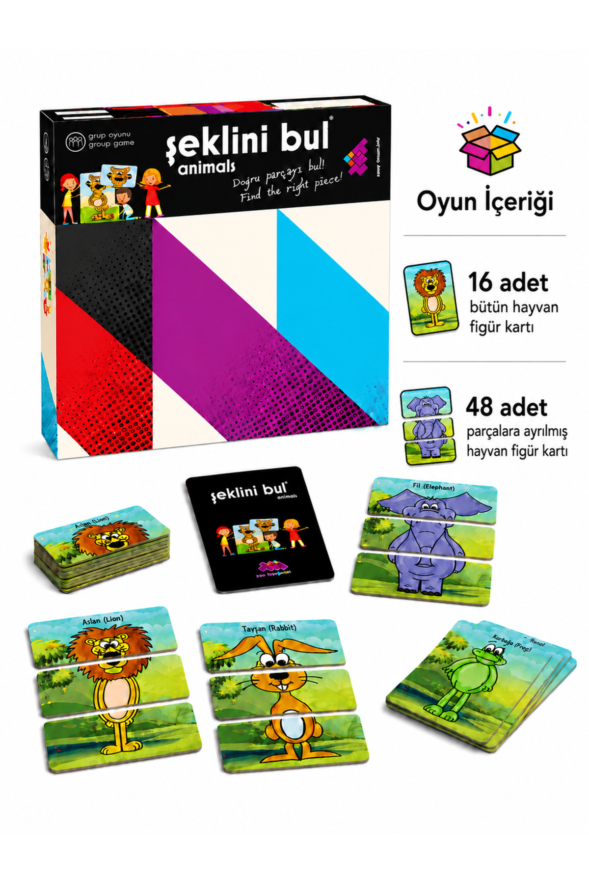Zet Zeka Şeklini Bul (ANİMALS) Zeka Oyunu 3+ Yaş 1+ Oyuncu - Fiyatı