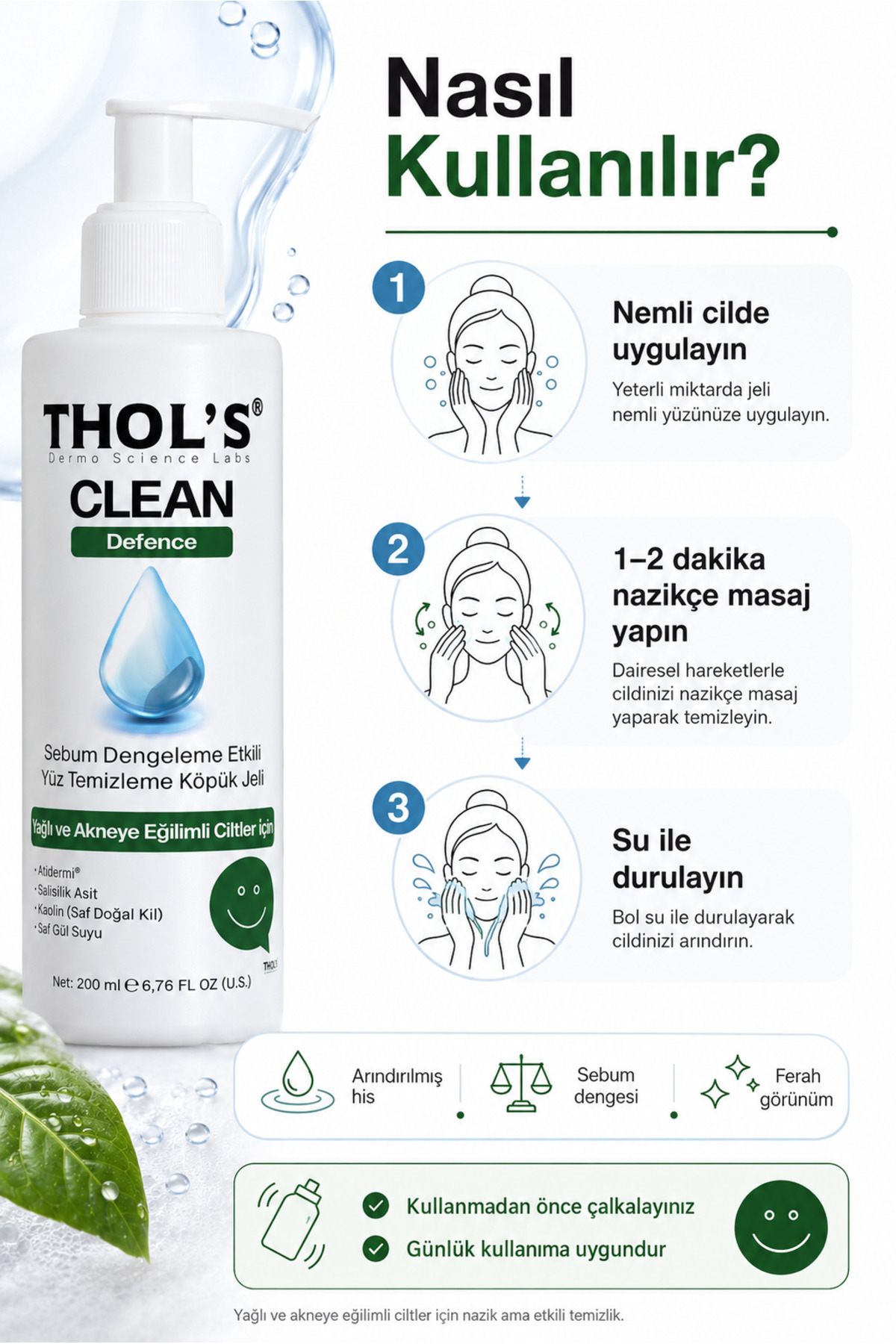 TB4 Karşıtı ve Sebum Dengeleyici Yüz Temizleme Jeli - Salisilik Asit & Kaolin Kil 200 ml — TYCHH52UZN172607092522473 — تصویر 6 از 6