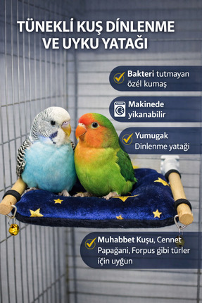 ozzipetshop Kuş Yastığı - Muhabbet Kuşu Uyku Yatağı -yumuşak Uyku Tüneği Süpr...
