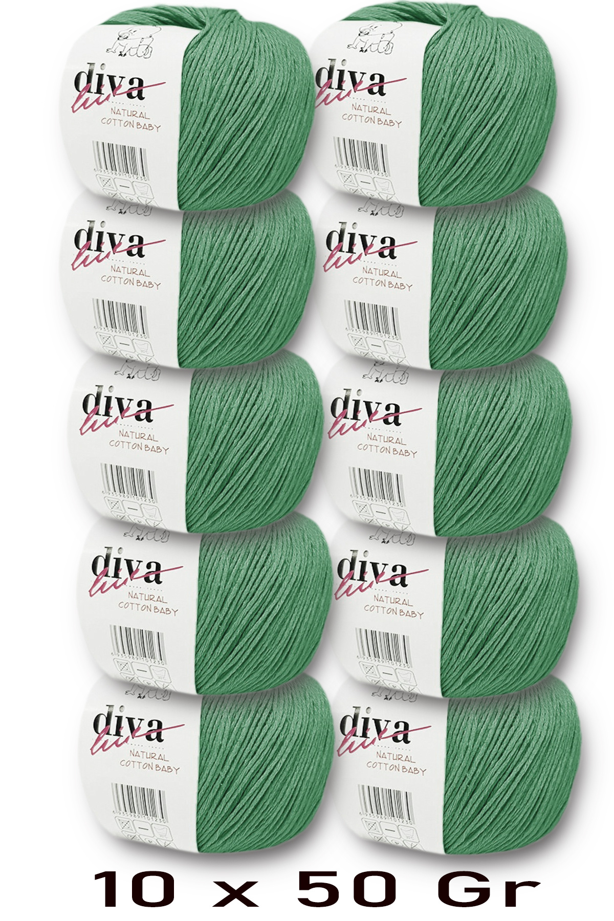 Premium Amigurumi Rope Punch Bebe Soft Cotton 500 g (pack of 10) - Apple Green