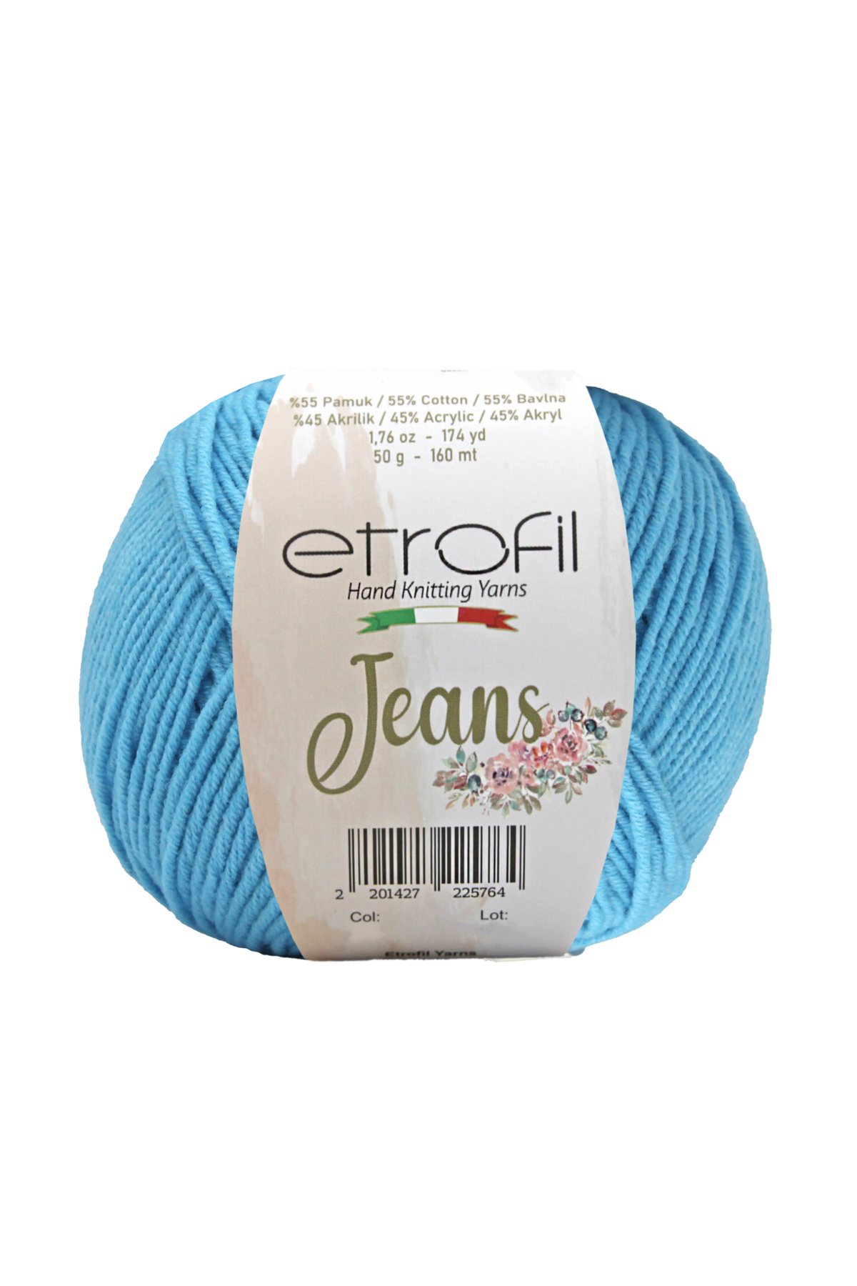 Jeans Knitting Yarn Light Turquoise 55% Cotton 45% Acrylic 50g 160m (021)