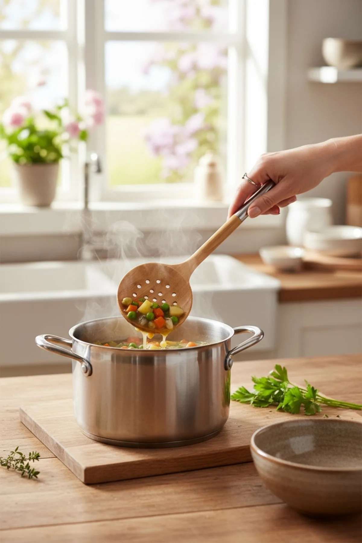 Metal Saplı Bambu Yan Spatula – Doğal Bambu Mutfak Gereci, Şık ve Dayanıklı Spatula