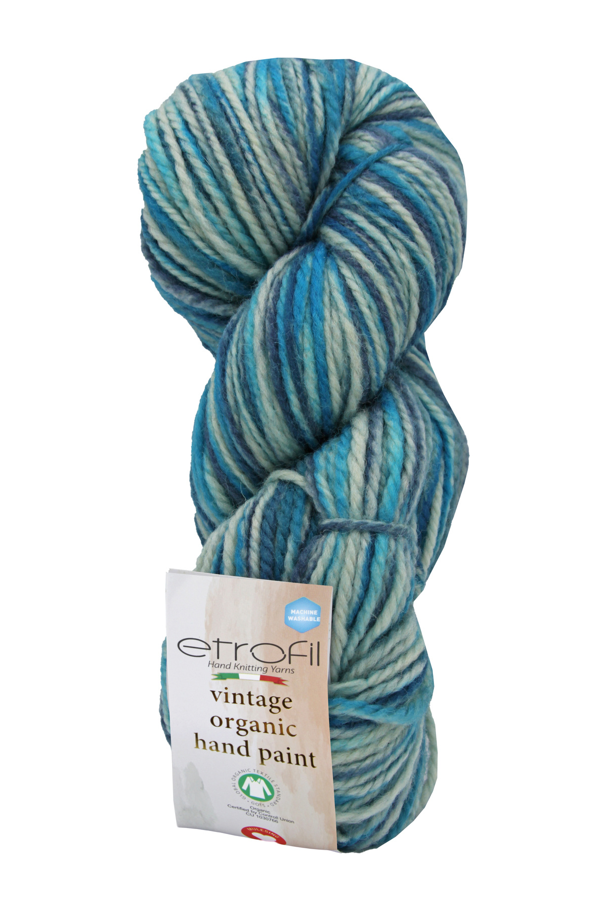 Vintage Organic Hand Paint Knitting Yarn Blue Lake 100% Wool 100g 123m (SE714)