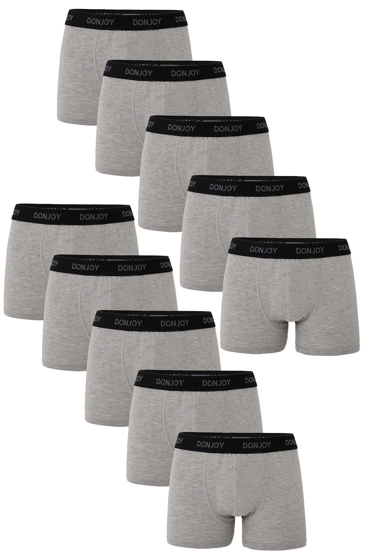 don joy Men's 10-Piece Cotton Lycra Combed Cotton Gray Boxers with Elastic Waist