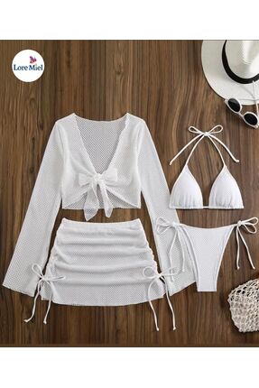 LORE MİEL Fileli Beyaz Bikini Takımı