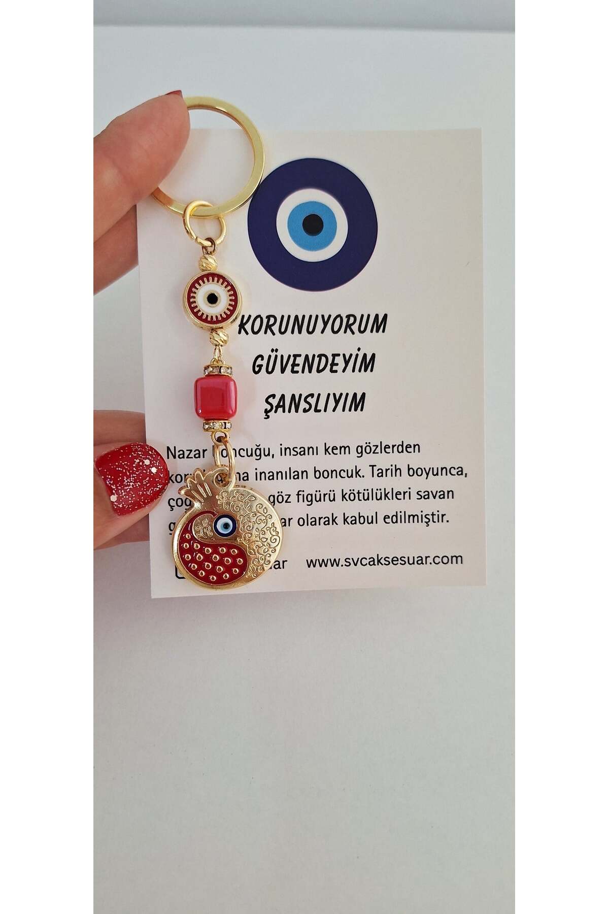 New Year Gift Evil Eye Beads Abundance Fertility Pomegranate Keychain 10cm - Christmas Gift