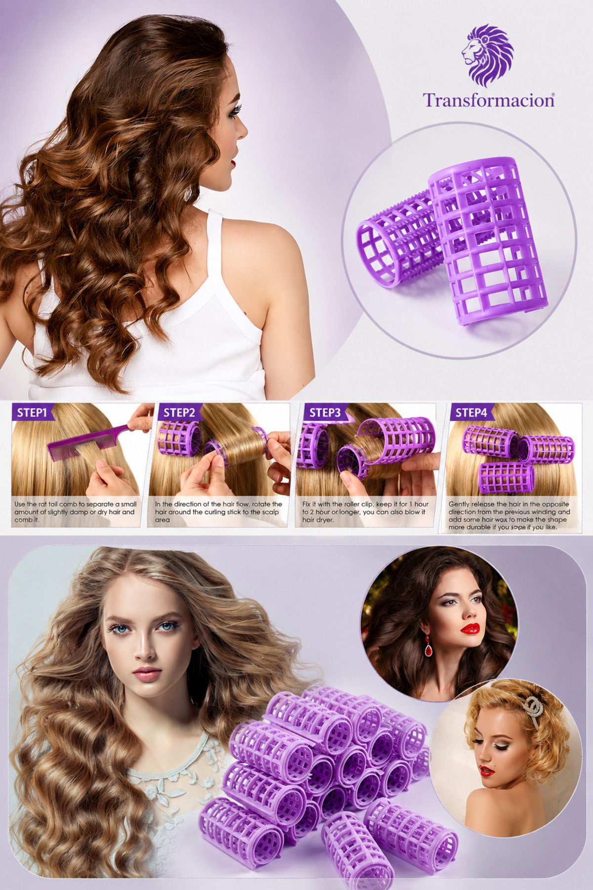 Transformacion Kafes Gece Bigudisi Isısız Saç Şekillendirme Doğal Bukle Bigudisi 10 Adet 720025 720025 görsel 3