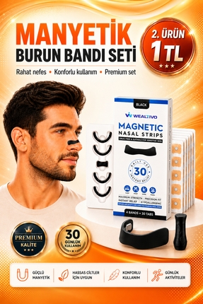 Wealtivo Manyetik Burun Bandı Seti Premium 30'lu, Horlama Azaltıcı Mıknatıslı...