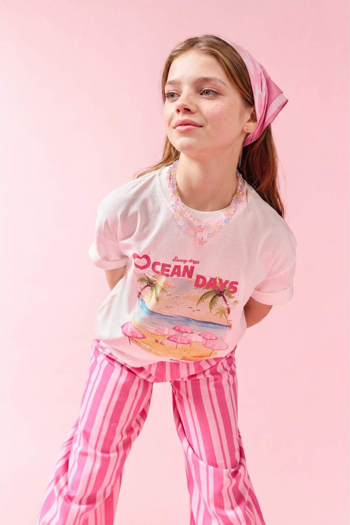 Defacto Crew Neck Printed Short Sleeve T-Shirt Girls H6139A826Hs