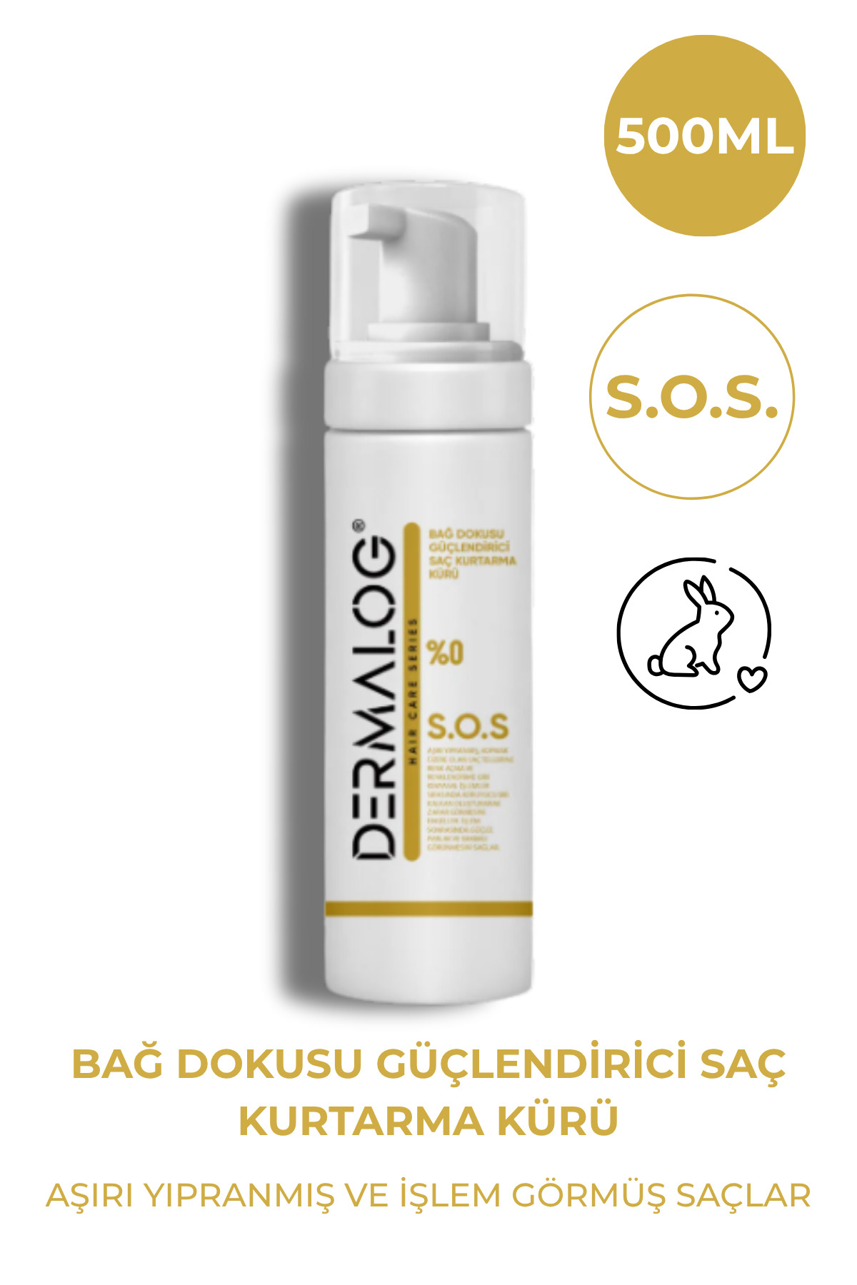 Yanmış Kopmuş Esneyen Saçlar Için Bağ Güçlendirici Saç Kurtarma Kürü & S.O.S Onarıcı Saç Bakım Köpüğü 250 ml — DRMLG01 — تصویر 4 از 8