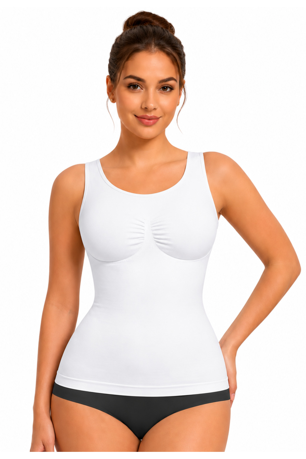 Women's Strappy Singlet Seamless Corset – Body-Fitting, Stretchy and Comfortable Casual Underwear - White 1180