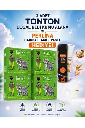 Tonton Mısır Koçanı Granülü Topaklaşan Doğal Kedi Kumu 8 Lt x 4 ADET