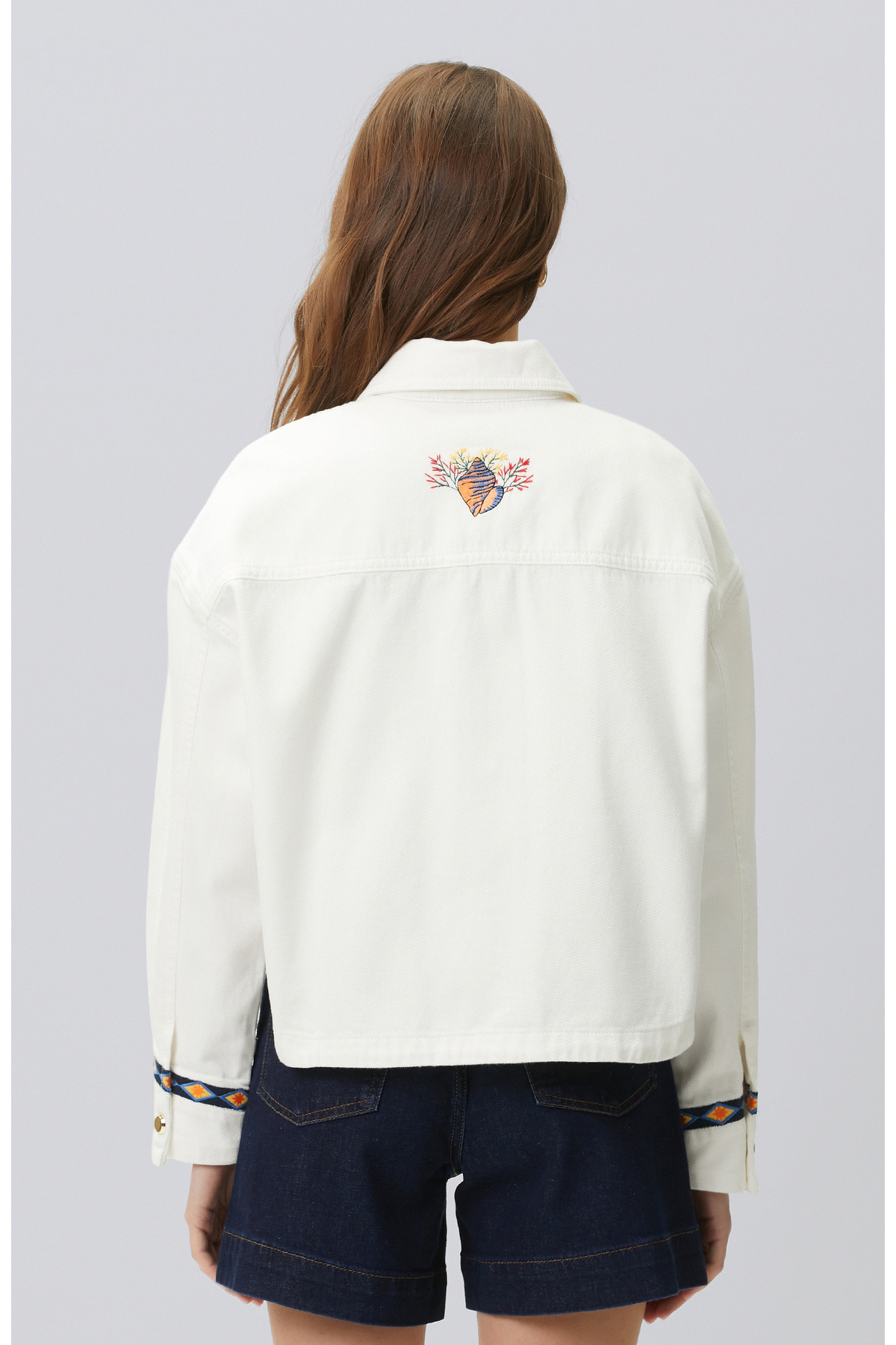 Network  Beyaz Nakış ve Artwork Detaylı Denim Mont - Görsel 5