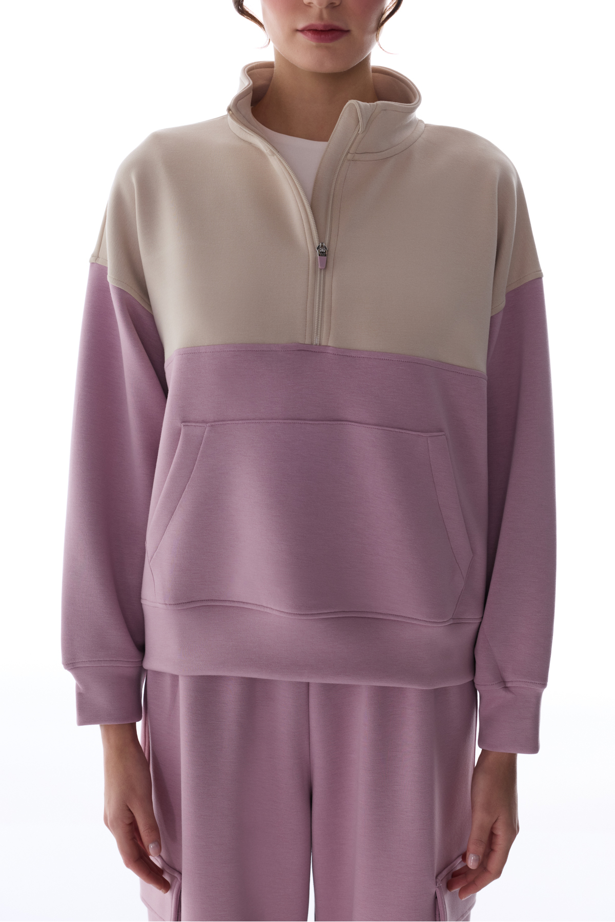 Penti  Açık Lila Silky Feel Color Block Sweatshirt - Görsel 5