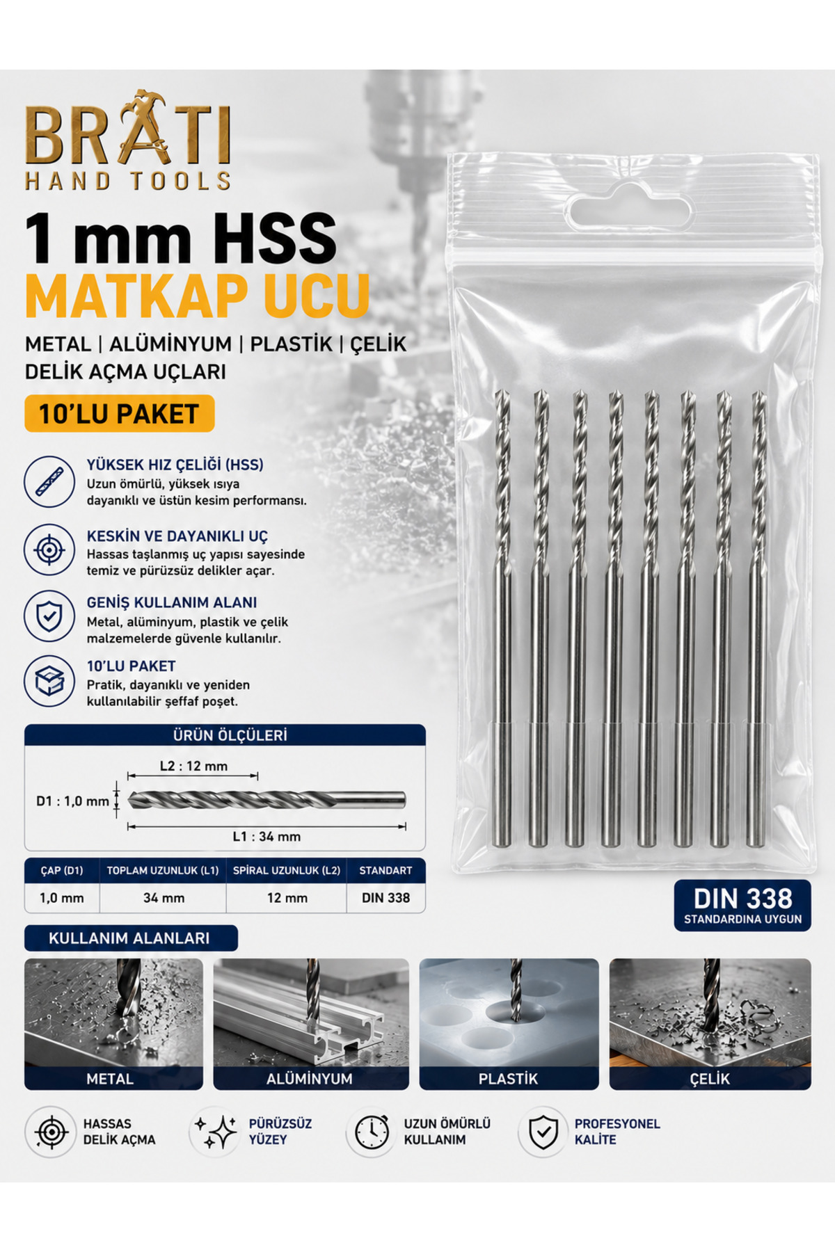 1 Mm Drill Bit 10 Pack Metal Aluminum Wood Steel Drilling Opening Bits