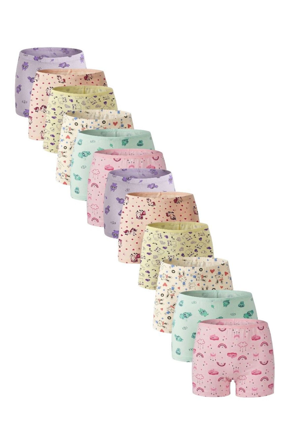 Girl Lycra Mixed Pattern Cotton Boxer Briefs 12pk