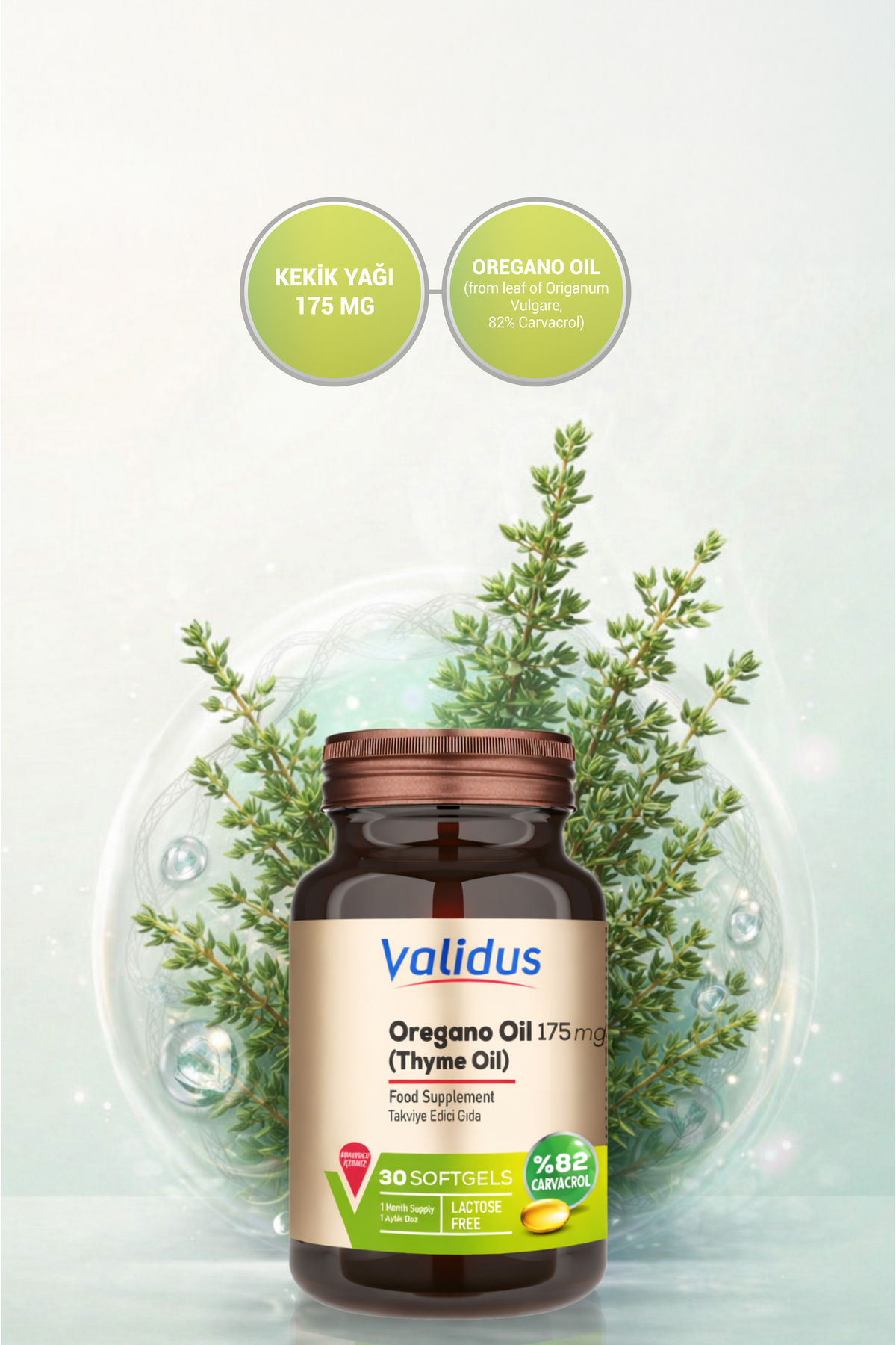 Validus Oregano Oil 30 Softgel ( Kekik Yağı Softgel) %82 Carvacrol